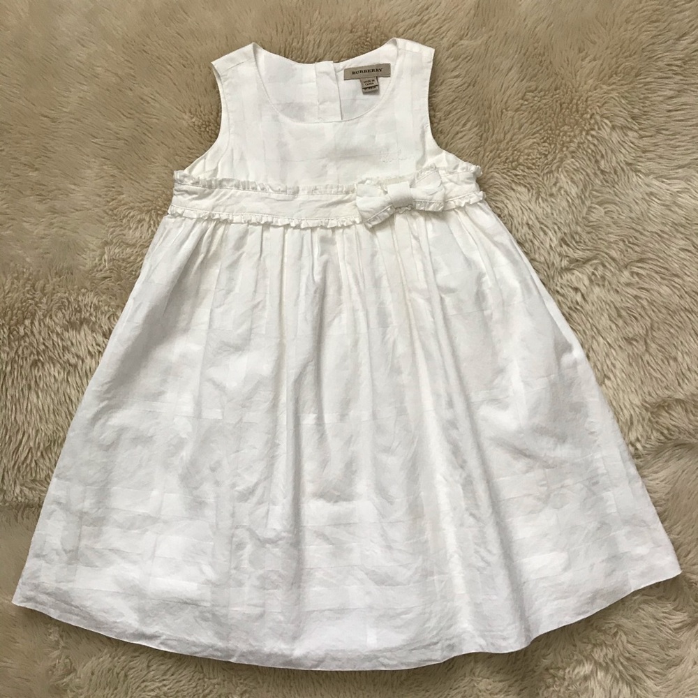 Burberry white plaid sleeveless cotton dress